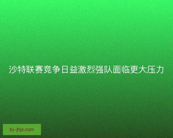 沙特联赛竞争日益激烈强队面临更大压力